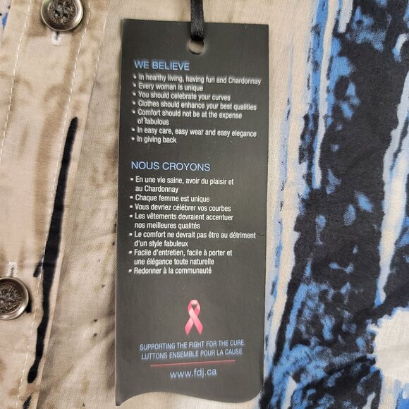 FDJ French Dressing Jeans Womens Button-Up Shirt Size 6 Blue Beige Abstract - Picture 11 of 16